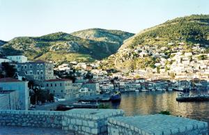 The harbour on the popular island of Hydra, Peloponnese, Greece
