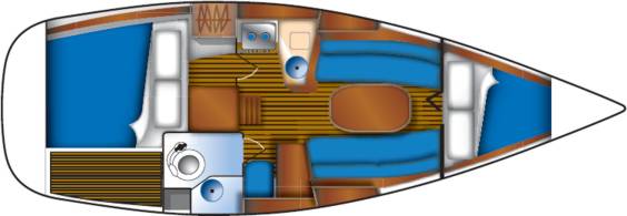 The Jeanneau Sun Odyssey 29.2 internal layout. Image courtesey & with permission of Chantiers Jeanneau S.A.