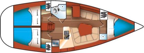 The Jeanneau Sun Odyssey 36.2 internal layout. Image courtesey & with permission of Chantiers Jeanneau S.A.