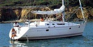 A Sun Odyssey 36.2 sailing yacht available for flotilla sailing holidays and bareboat charter from Greek Sails in Poros, Greece. Image courtesey & with permission of Chantiers Jeanneau S.A.