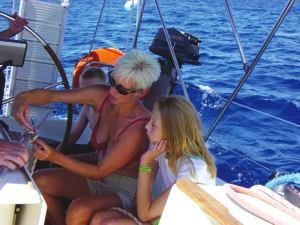 All the family can learn to sail - including the kids! Learning to tie a clove hitch during a flotilla sailing holiday with Greek Sails